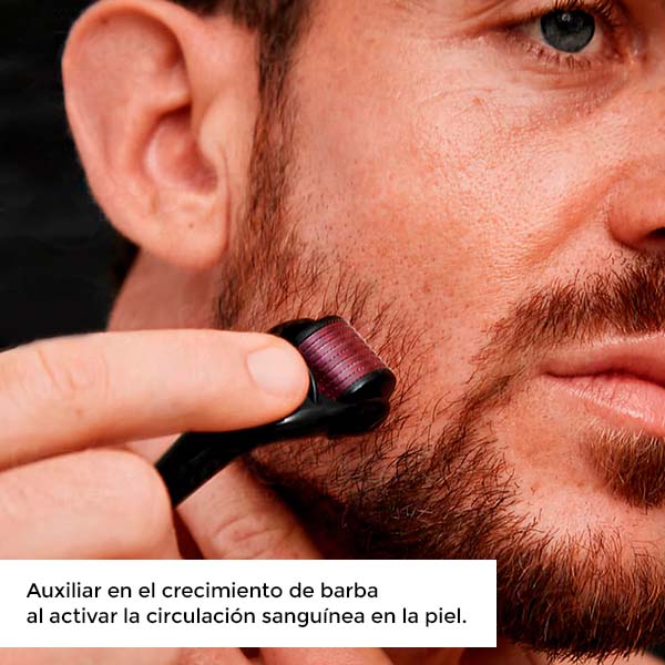 Rodillo Masajeador Facial - Dermaroller 4x4 Rodillo Con Micro Agujas Estimula Crecimiento De Cabello y Barba