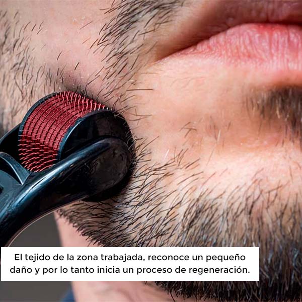 Rodillo Masajeador Facial - Dermaroller 4x4 Rodillo Con Micro Agujas Estimula Crecimiento De Cabello y Barba