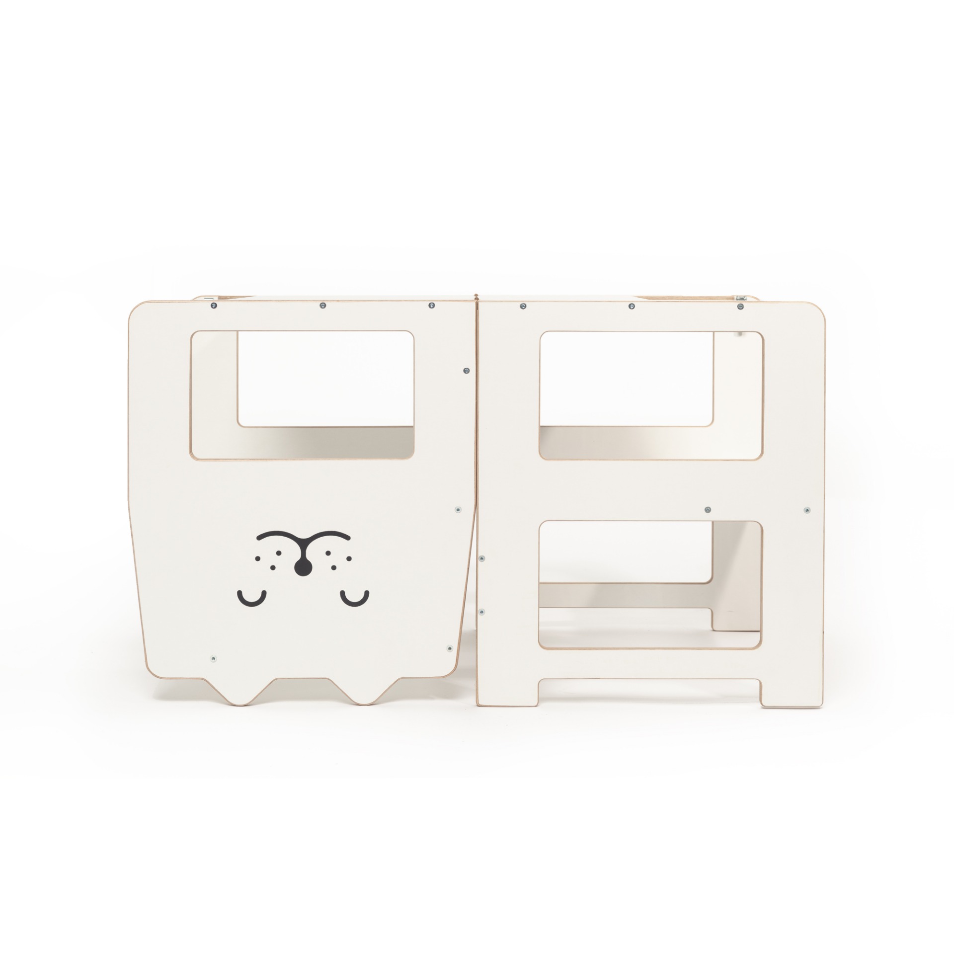 Torre de desarrollo Montessori 3 en 1. Mesa, escritorio con pizarrón para niños BLANCA 