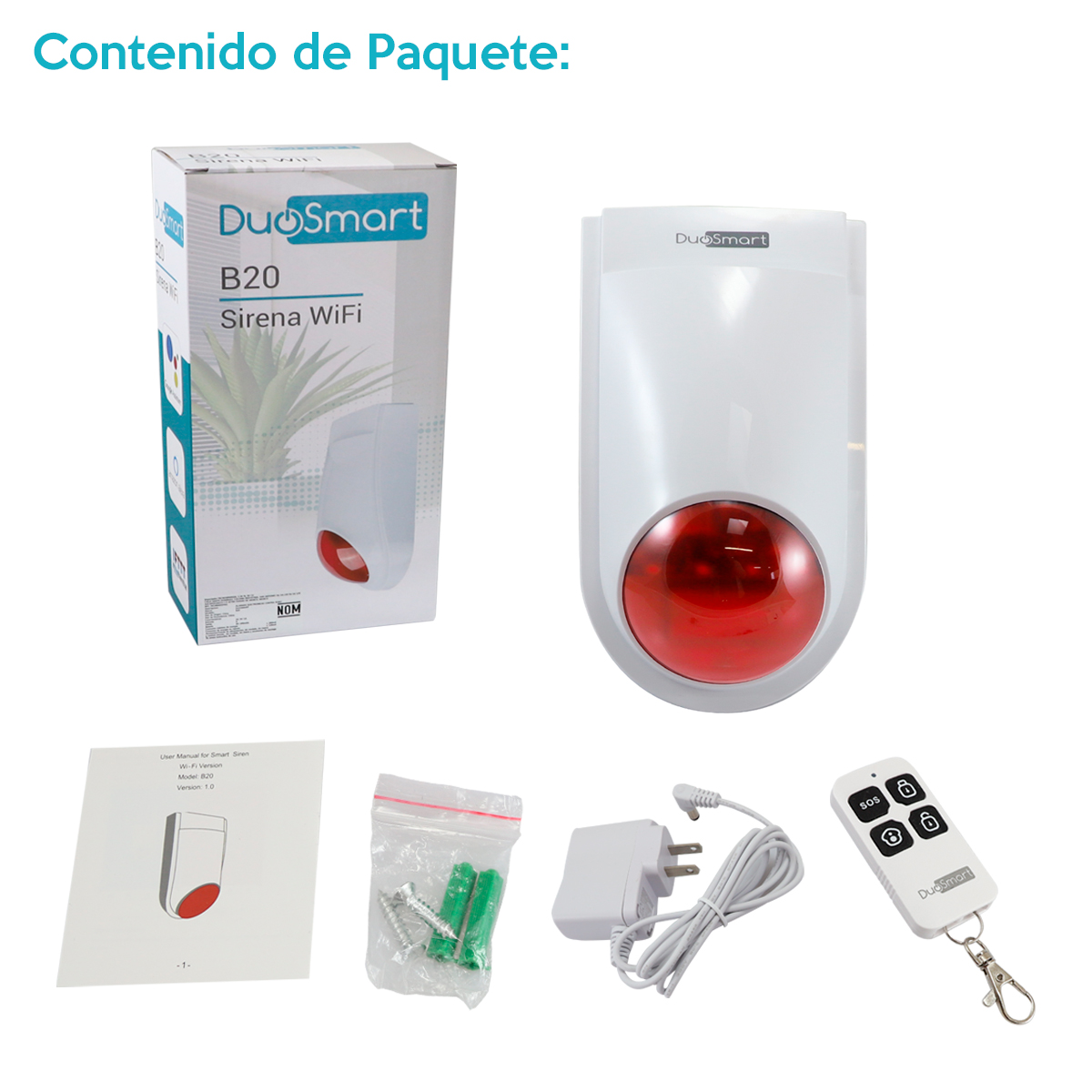 Wi-Fi Sirena, Sirena-Estrobo WiFi Duosmart para aplicaciones de automatización compatible con Amazon Alexa, Google Home
