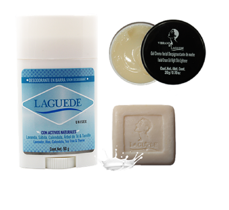 Desodorante Natural Aclarante Despigmentante de Axila libre de Aluminio Gel de Noche Jabon Leche de Burra Laguede