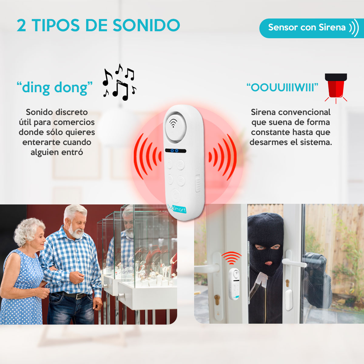 Sensor Wifi Puerta/ventana Con Sirena Alexa/google/tuya C60