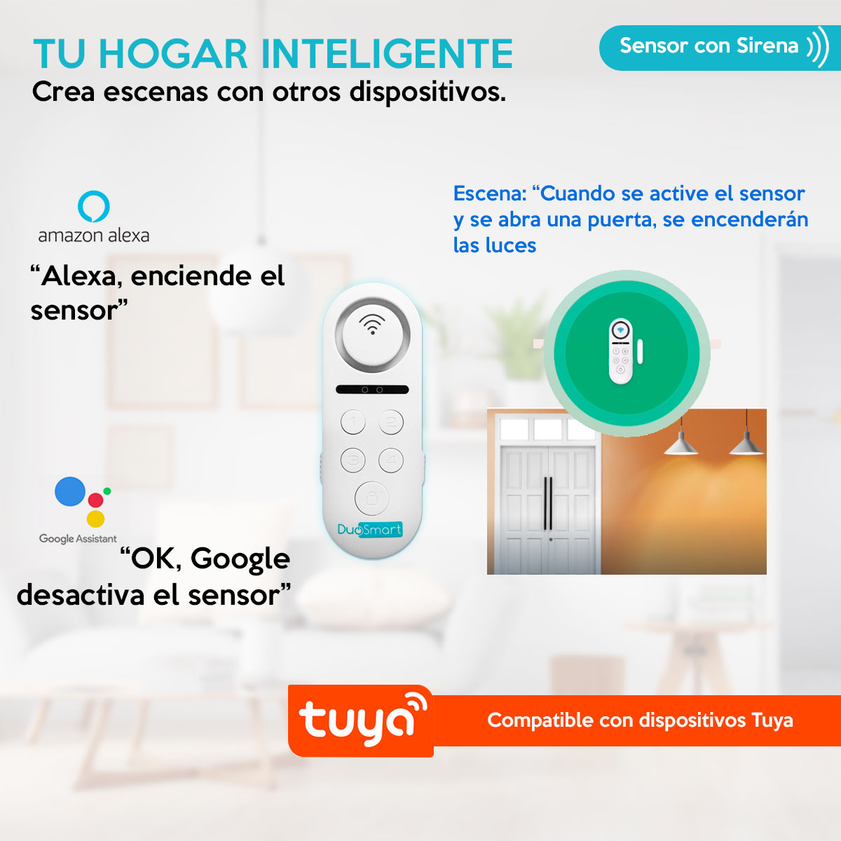 Sensor Wifi Puerta/ventana Con Sirena Alexa/google/tuya C60