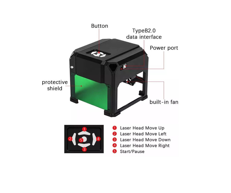 Máquina Grabadora Laser Portatil 3000mw 80mm