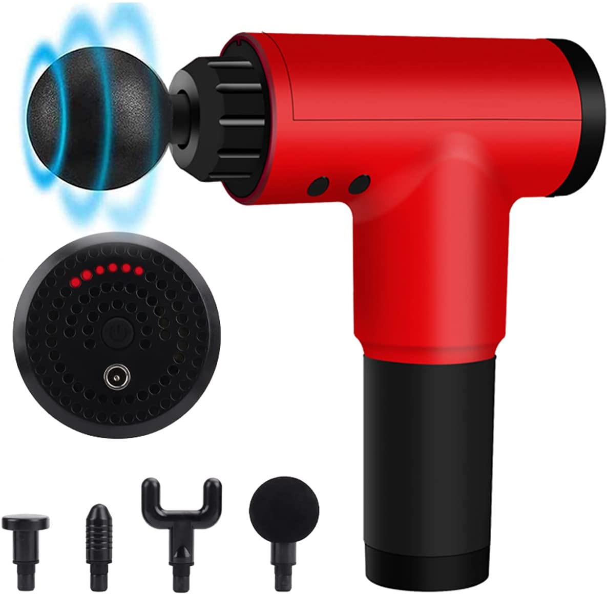 Hand-Held Masajeador muscular eléctrico de percusión led masajeador para espalda cuello hombro alivio del dolor de tejido profundo, máquina de masaje de percusión automática de 6 velocidades, súper silencioso.