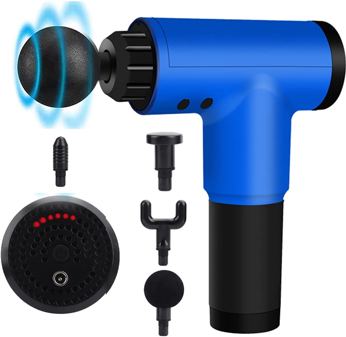 Hand-Held Masajeador muscular eléctrico de percusión led masajeador para espalda cuello hombro alivio del dolor de tejido profundo, máquina de masaje de percusión automática de 6 velocidades, súper silencioso.