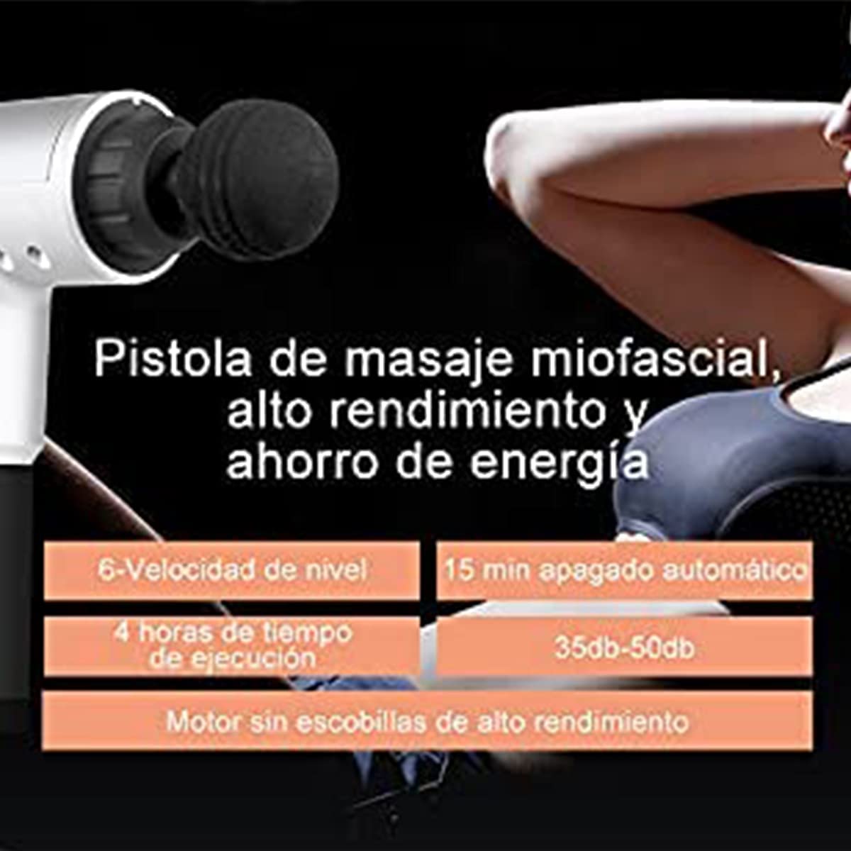 Hand-Held Masajeador muscular eléctrico de percusión led masajeador para espalda cuello hombro alivio del dolor de tejido profundo, máquina de masaje de percusión automática de 6 velocidades, súper silencioso.