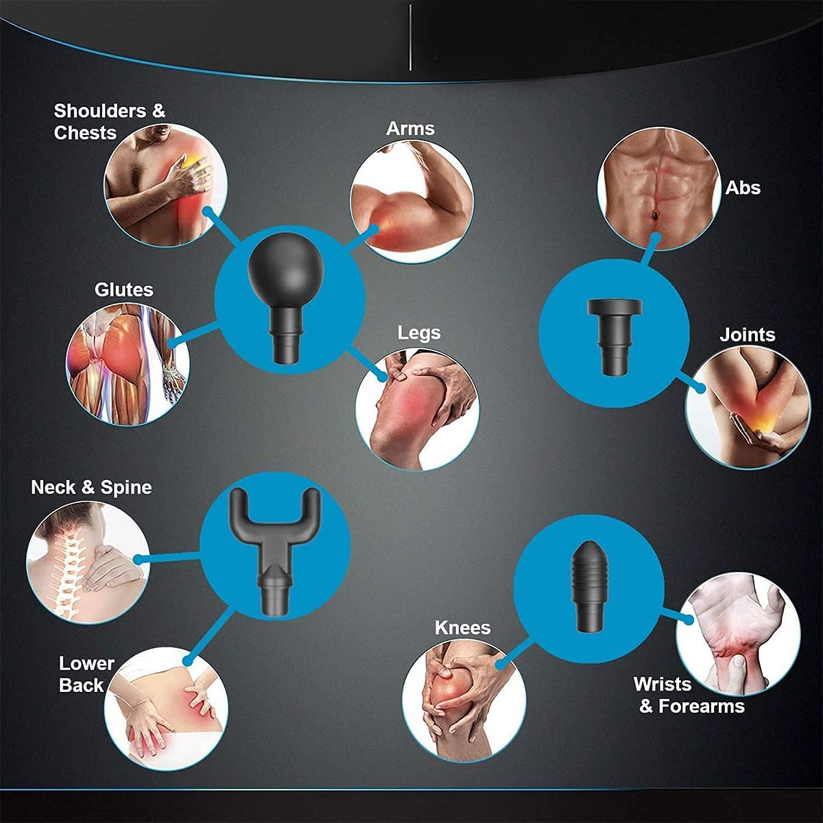 Hand-Held Masajeador muscular eléctrico de percusión led masajeador para espalda cuello hombro alivio del dolor de tejido profundo, máquina de masaje de percusión automática de 6 velocidades, súper silencioso.