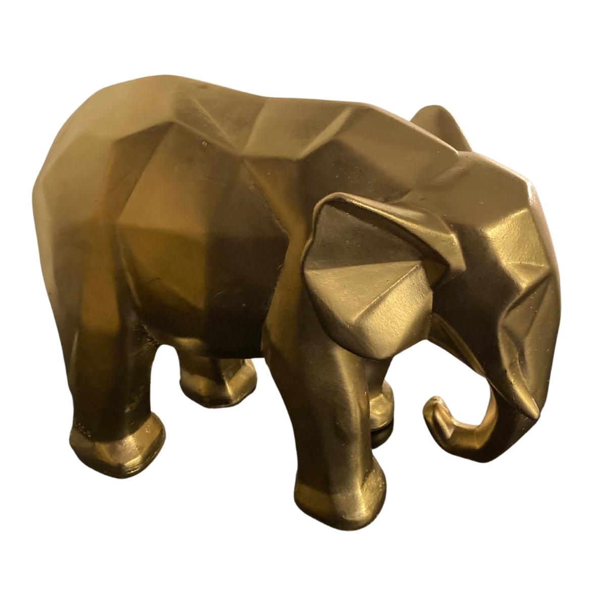 Elefante Decorativo Figura Geometrica Yeso Hogar Decoracion Gold Dorado