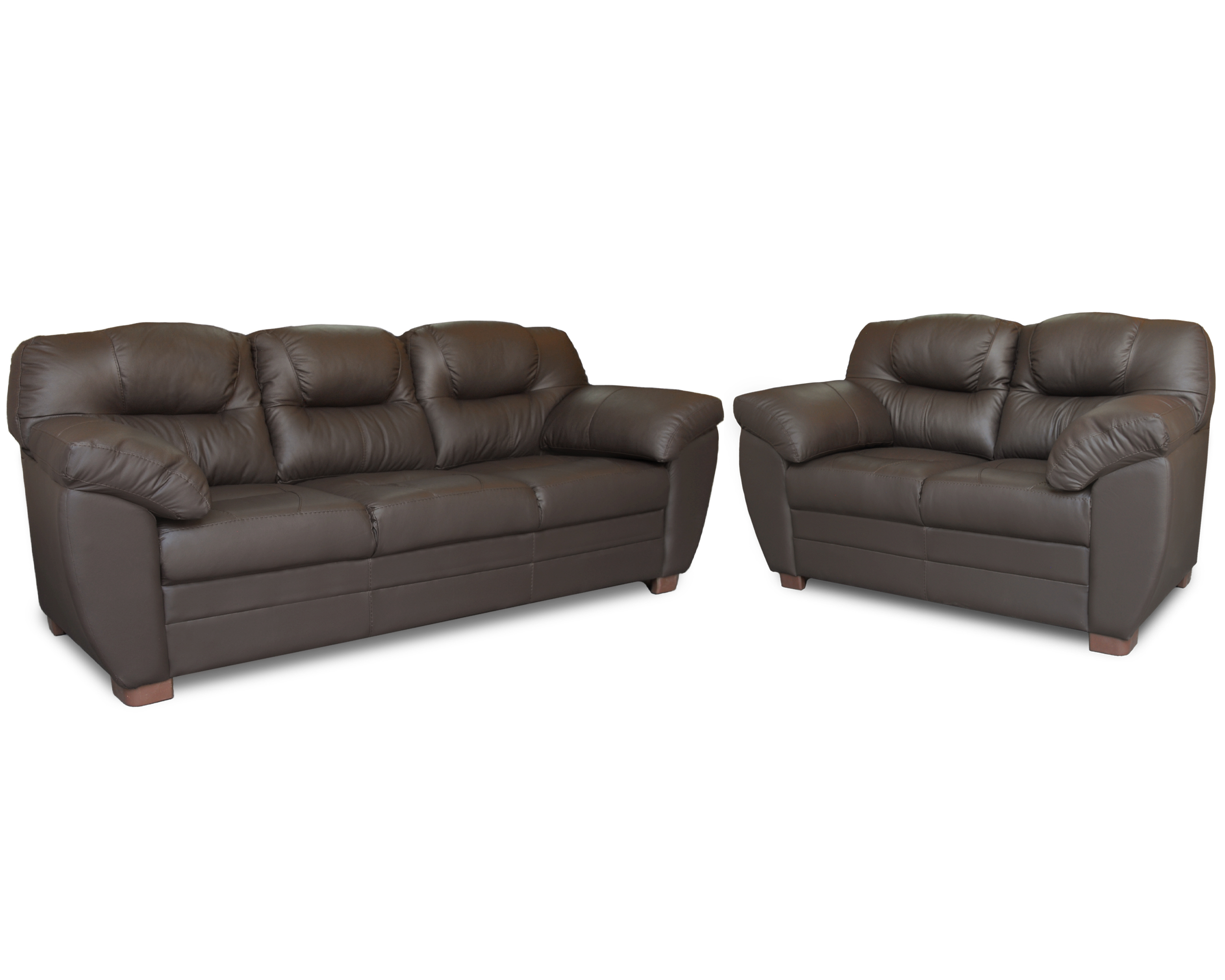 Sala de Piel Genuina Sofa Y Love Seat Toscana Color Chocolate - ConfortoPiel