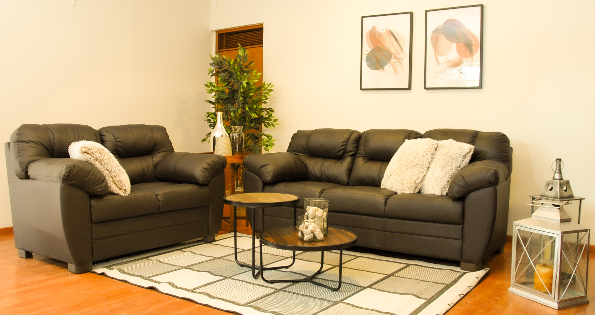 Sala de Piel Genuina Sofa Y Love Seat Toscana Color Chocolate - ConfortoPiel