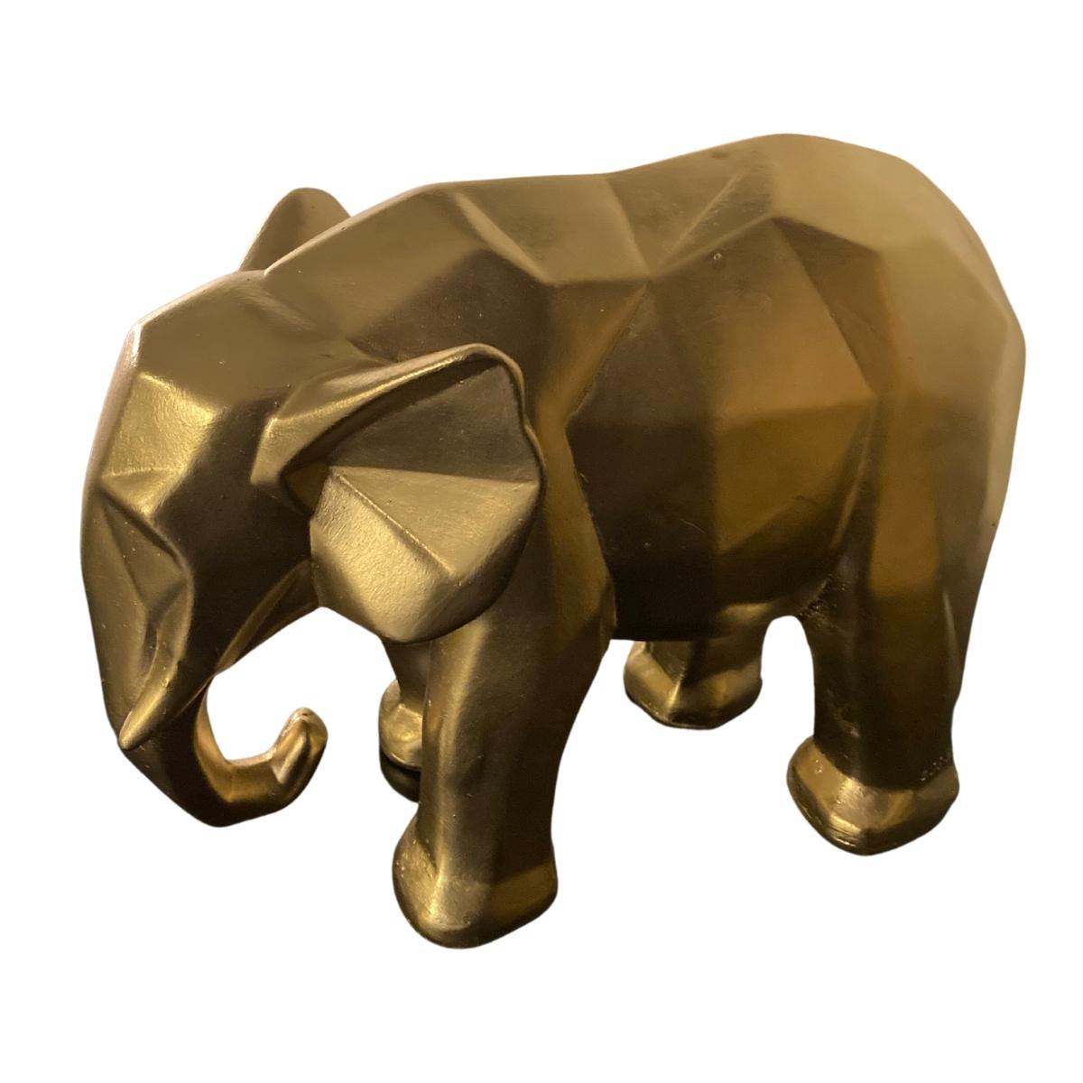 Elefante Decorativo Figura Geometrica Yeso Hogar Decoracion Gold Dorado