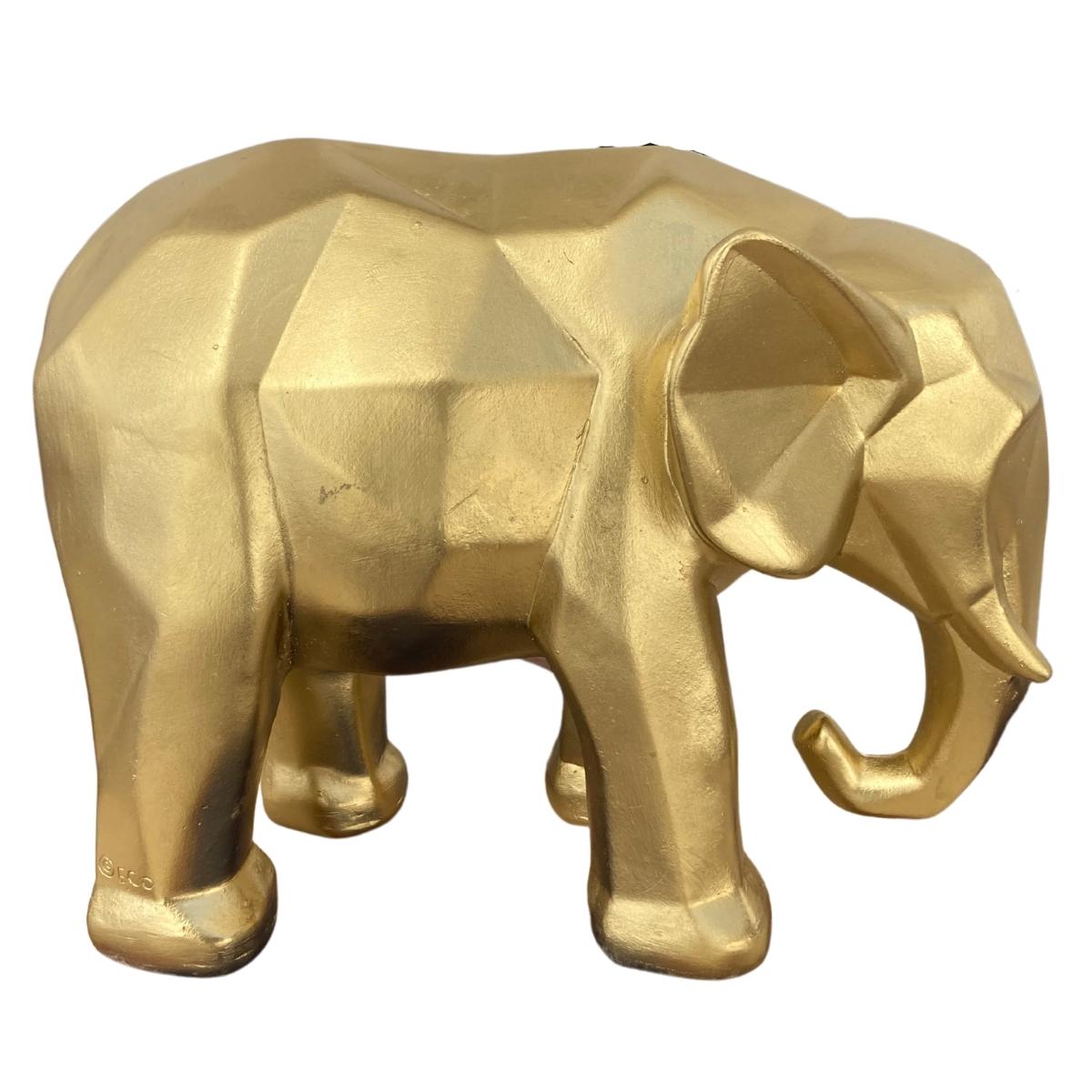 Elefante Decorativo Figura Geometrica Yeso Hogar Decoracion Gold Dorado