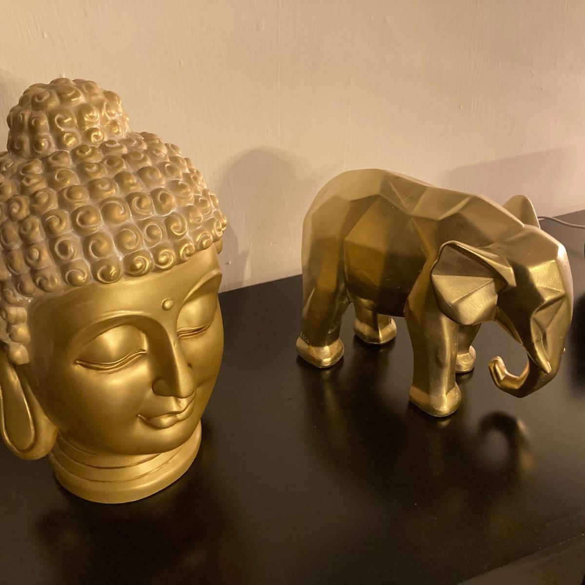 Elefante Decorativo Figura Geometrica Yeso Hogar Decoracion Gold Dorado