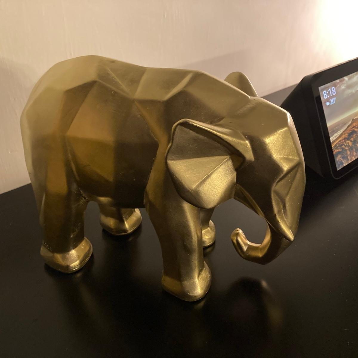 Elefante Decorativo Figura Geometrica Yeso Hogar Decoracion Gold Dorado