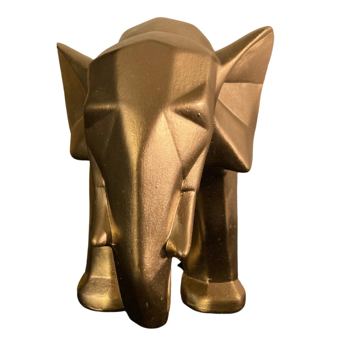 Elefante Decorativo Figura Geometrica Yeso Hogar Decoracion Gold Dorado