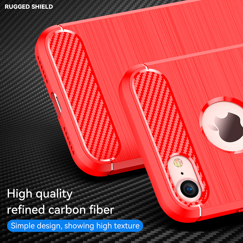Funda Premium Fibra De Carbono Para iPhone 6 6S Suave Flexible Color Rojo