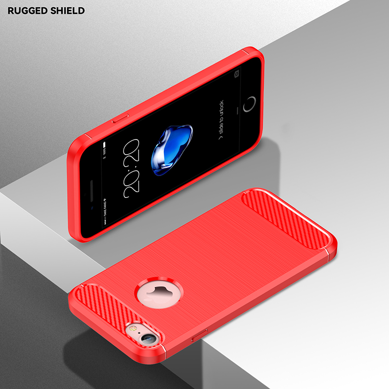 Funda Premium Fibra De Carbono Para iPhone 7 Plus iPhone 8 Plus Suave Flexible Color Rojo