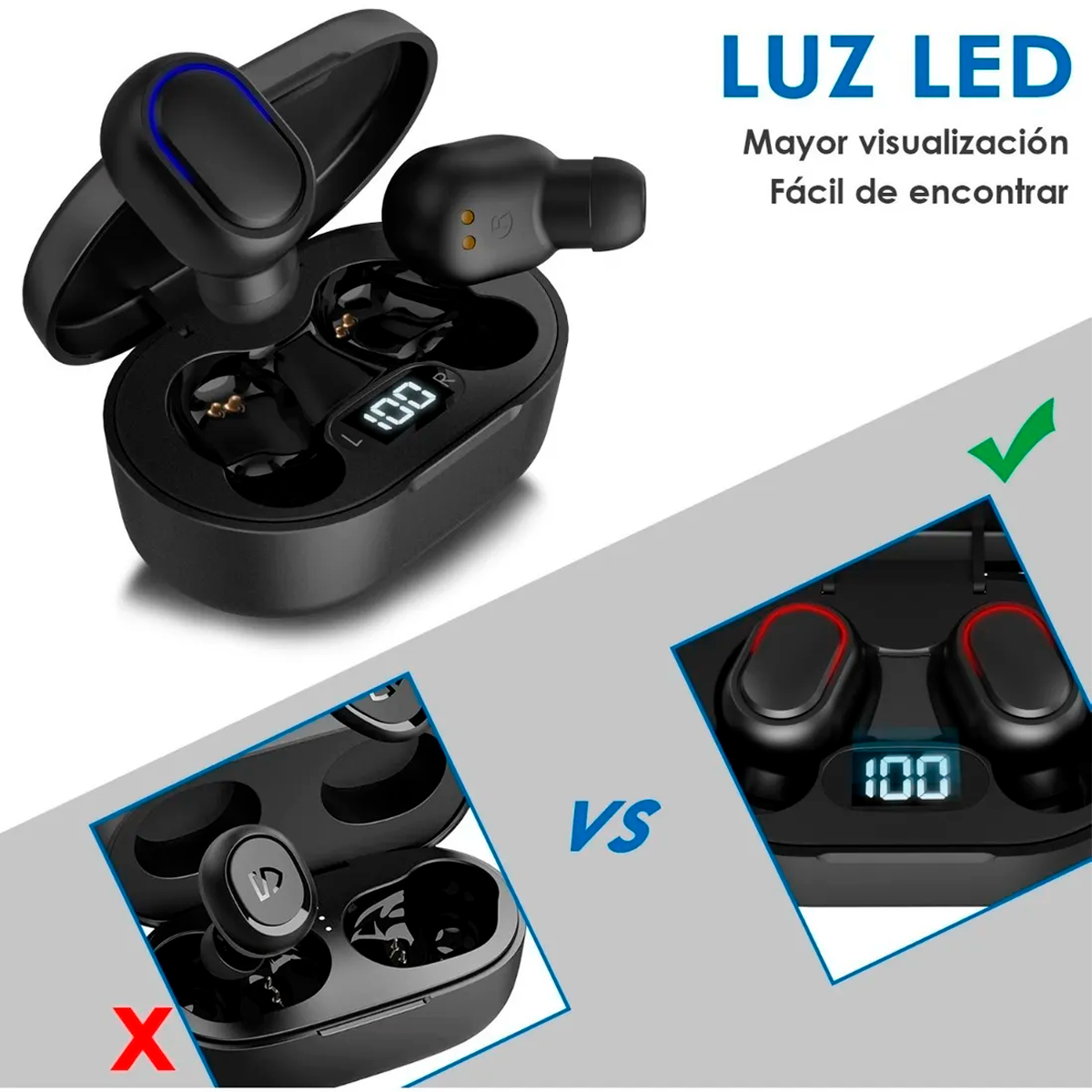 Audifonos Inalámbricos Manos Libres A8s Tws Aut114 1HORA Bluetooth Luz Led