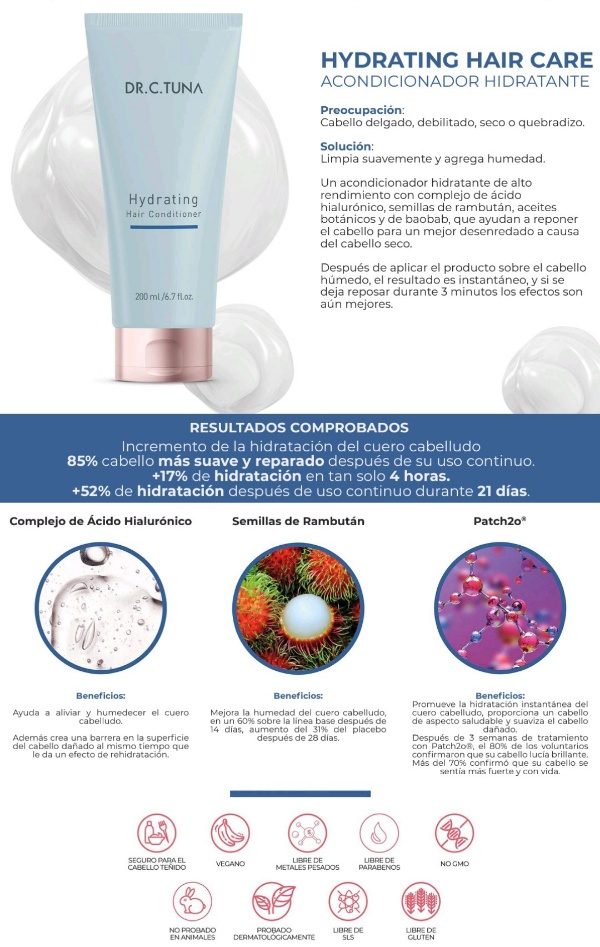 Acondicionador Hidratante by Farmasi Ácido Hialurónico Oliva Cabello Seco Dañado 