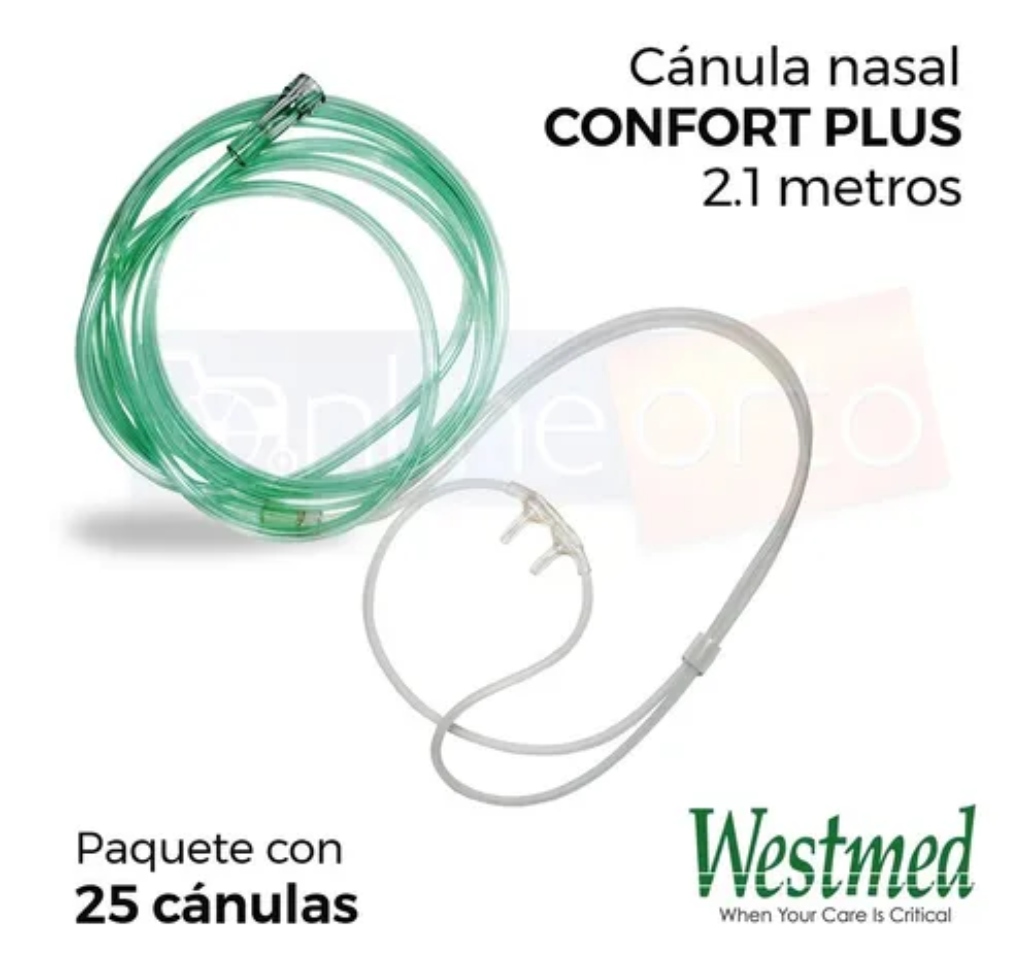 Punta/canula Nasal Confort Plus 2m Paq. 25 Pzas Westmed