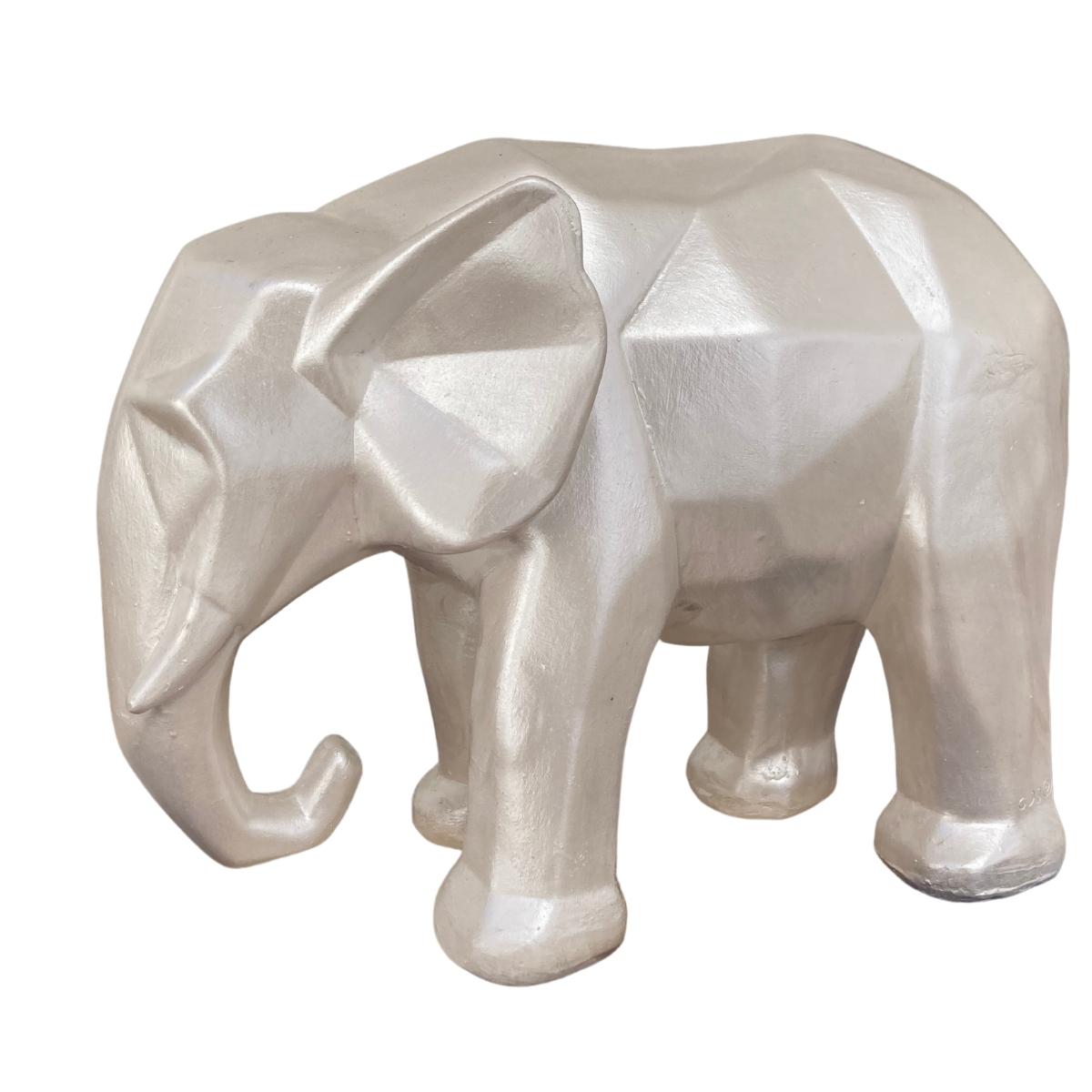 Elefante Decorativo Figura Geometrica Yeso Hogar Nacarado Decoracion 