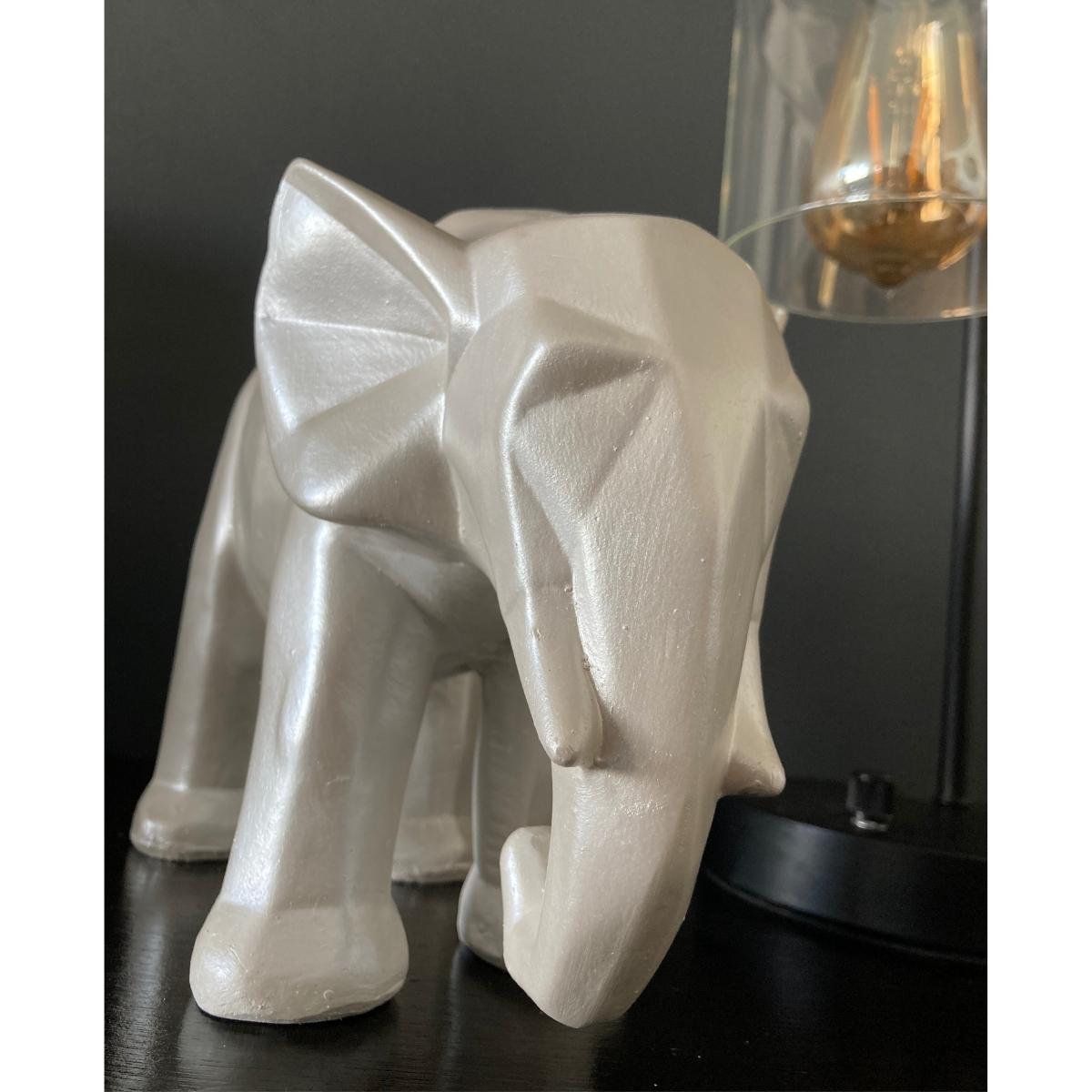 Elefante Decorativo Figura Geometrica Yeso Hogar Nacarado Decoracion 