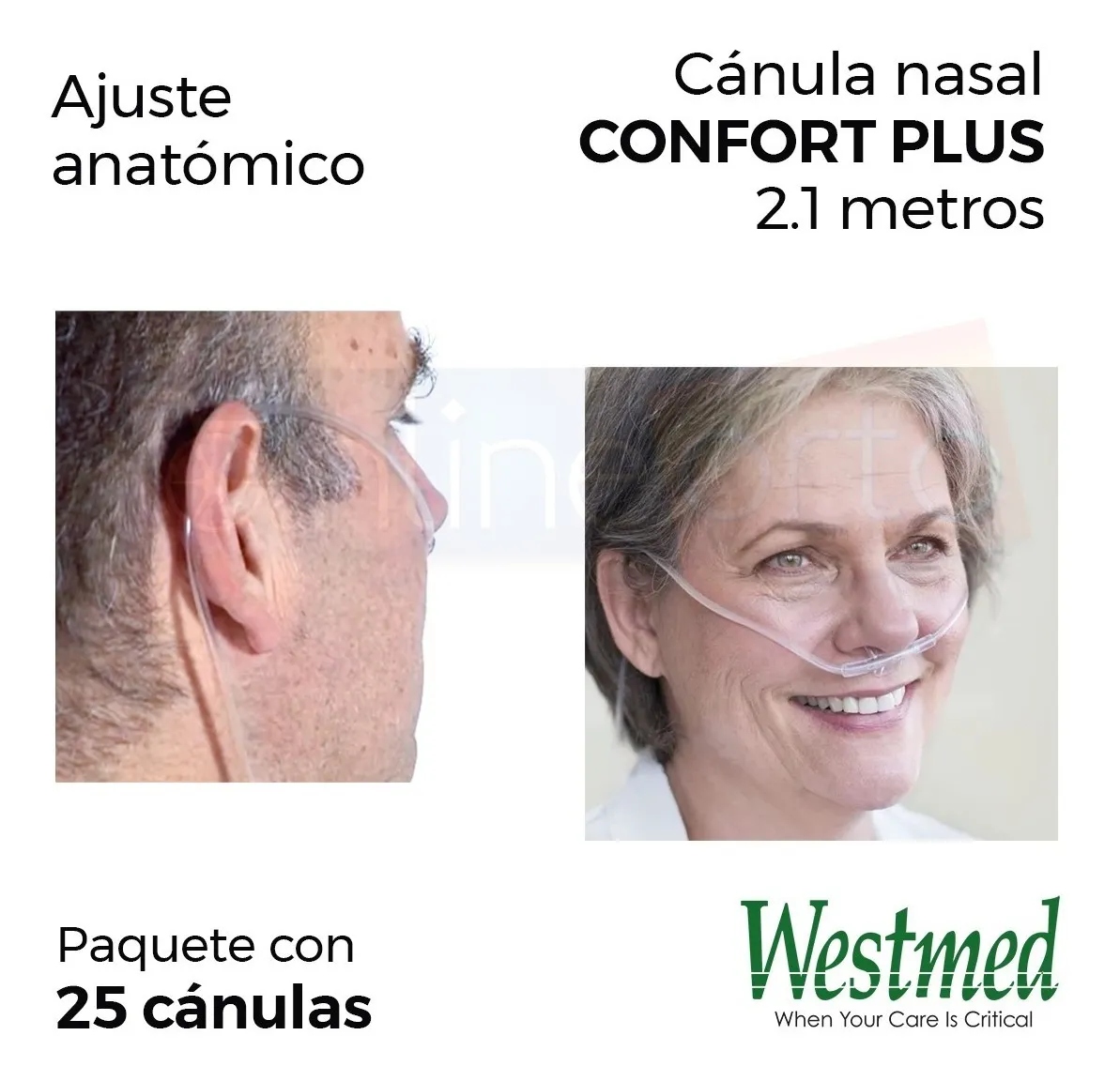 Punta/canula Nasal Confort Plus 2m Paq. 25 Pzas Westmed