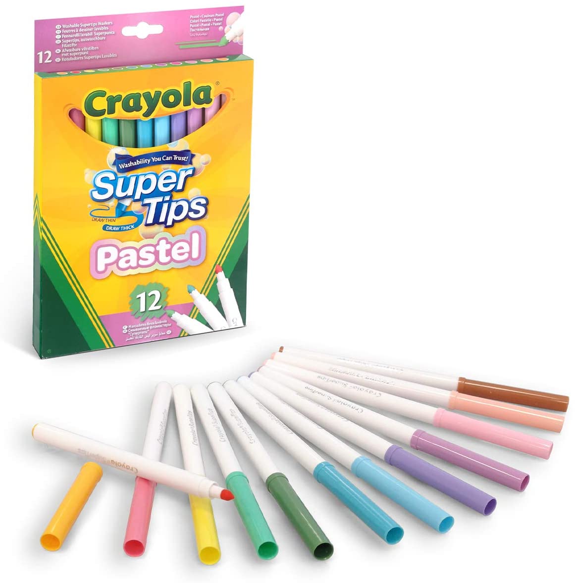 Marcadores Plumones Crayola Lavable Super Tips Supertips Pastel 12 Pzas 
