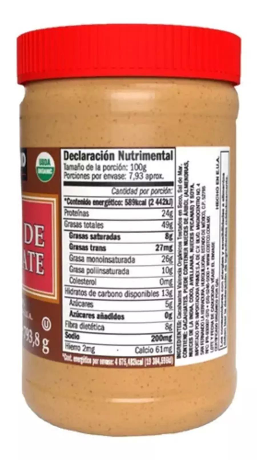 Crema De Cacahuate Mani Orgánica Kirkland 793.8g
