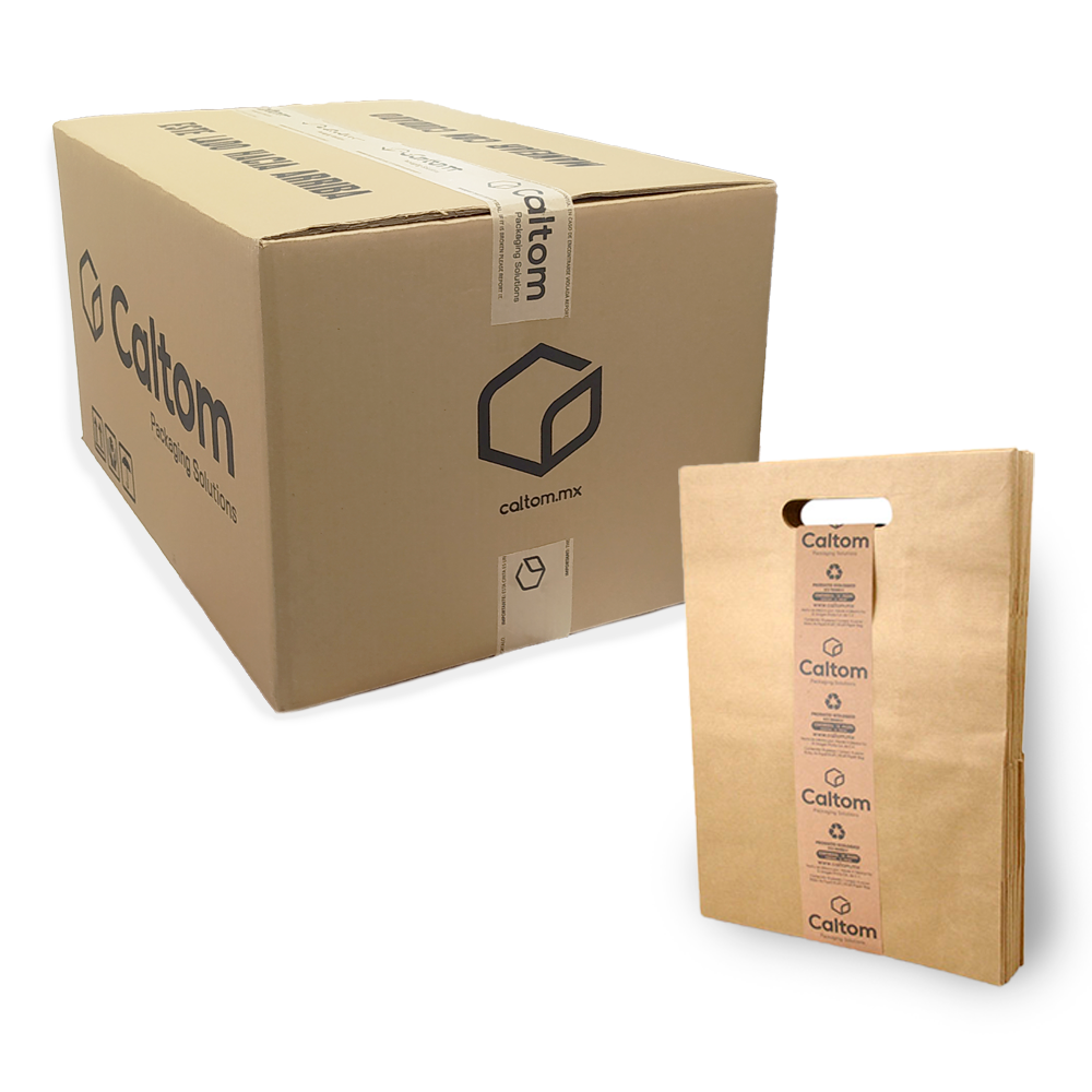 Bolsa de papel kraft grande troquelada 30 x 41 x 18 con 240 piezas