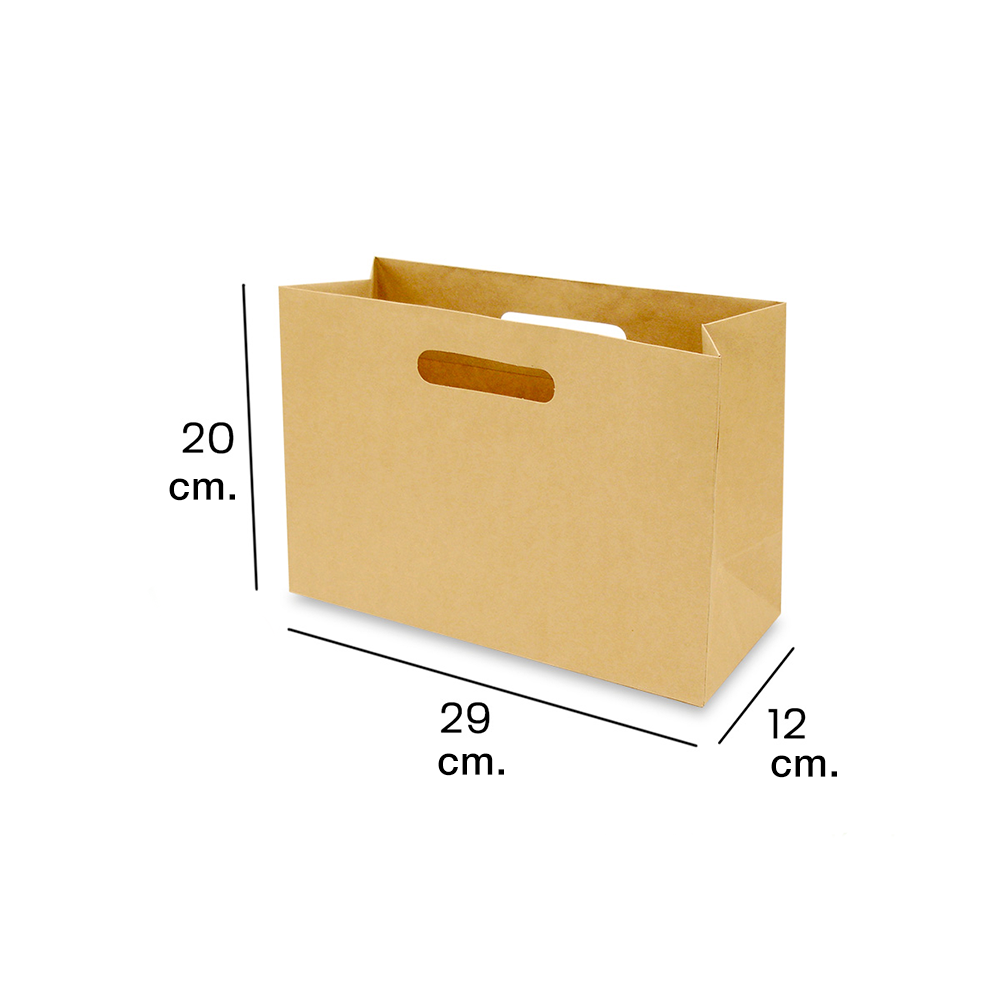 Bolsa de papel kraft Boutique chica troquelada 29 x 20 x 12 con 360 piezas