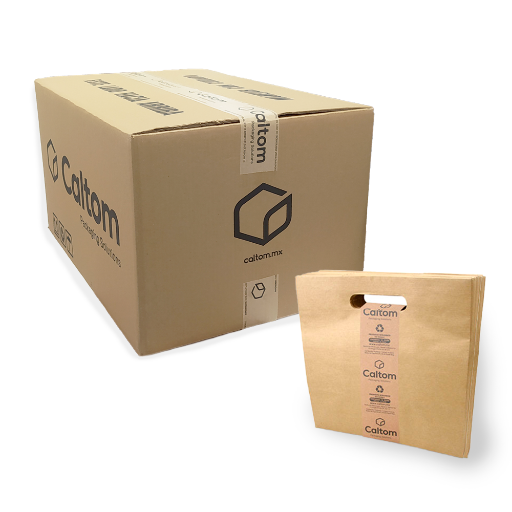 Bolsa de papel kraft Boutique mediana troquelada 30 x 30 x 18 con 240 piezas