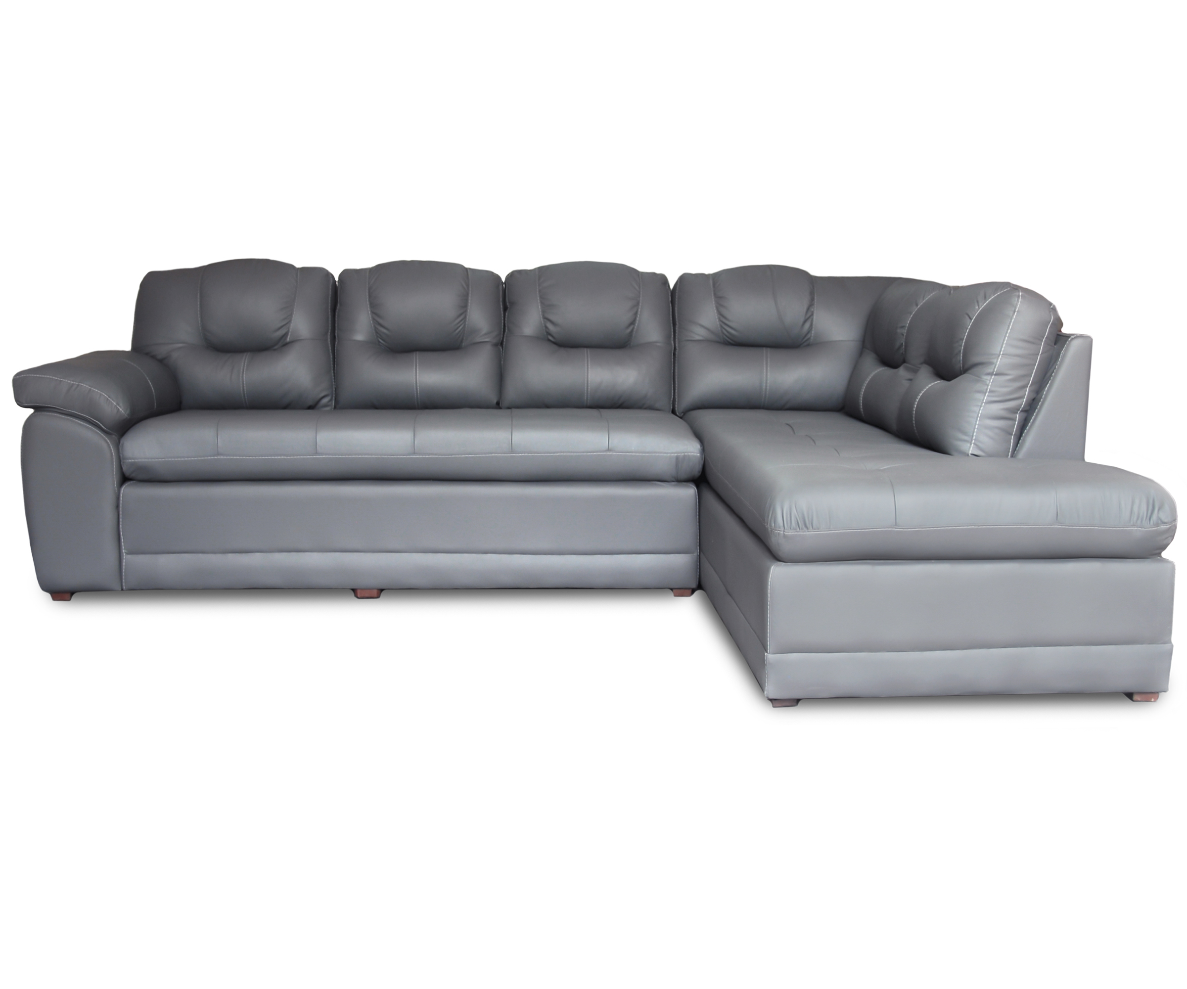 Sala de Piel Genuina Esquinera Derecha Sofa y Cheise Verona Color Gris Oxford - ConfortoPiel