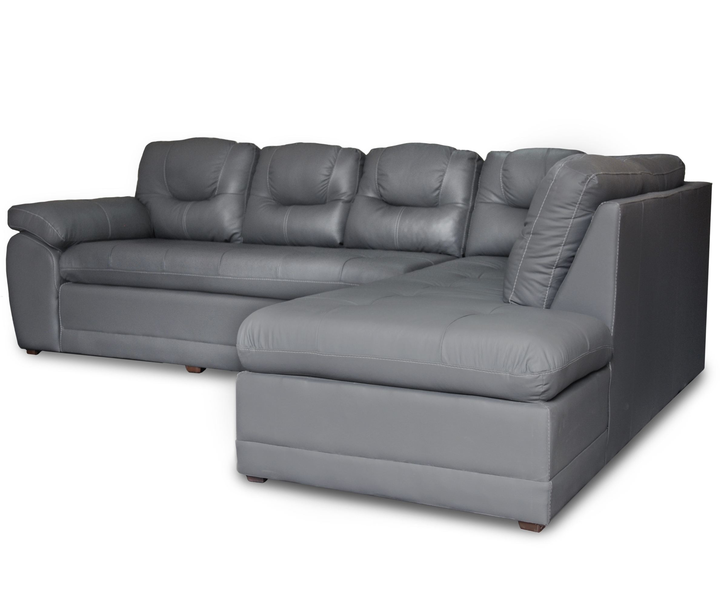 Sala de Piel Genuina Esquinera Derecha Sofa y Cheise Verona Color Gris Oxford - ConfortoPiel
