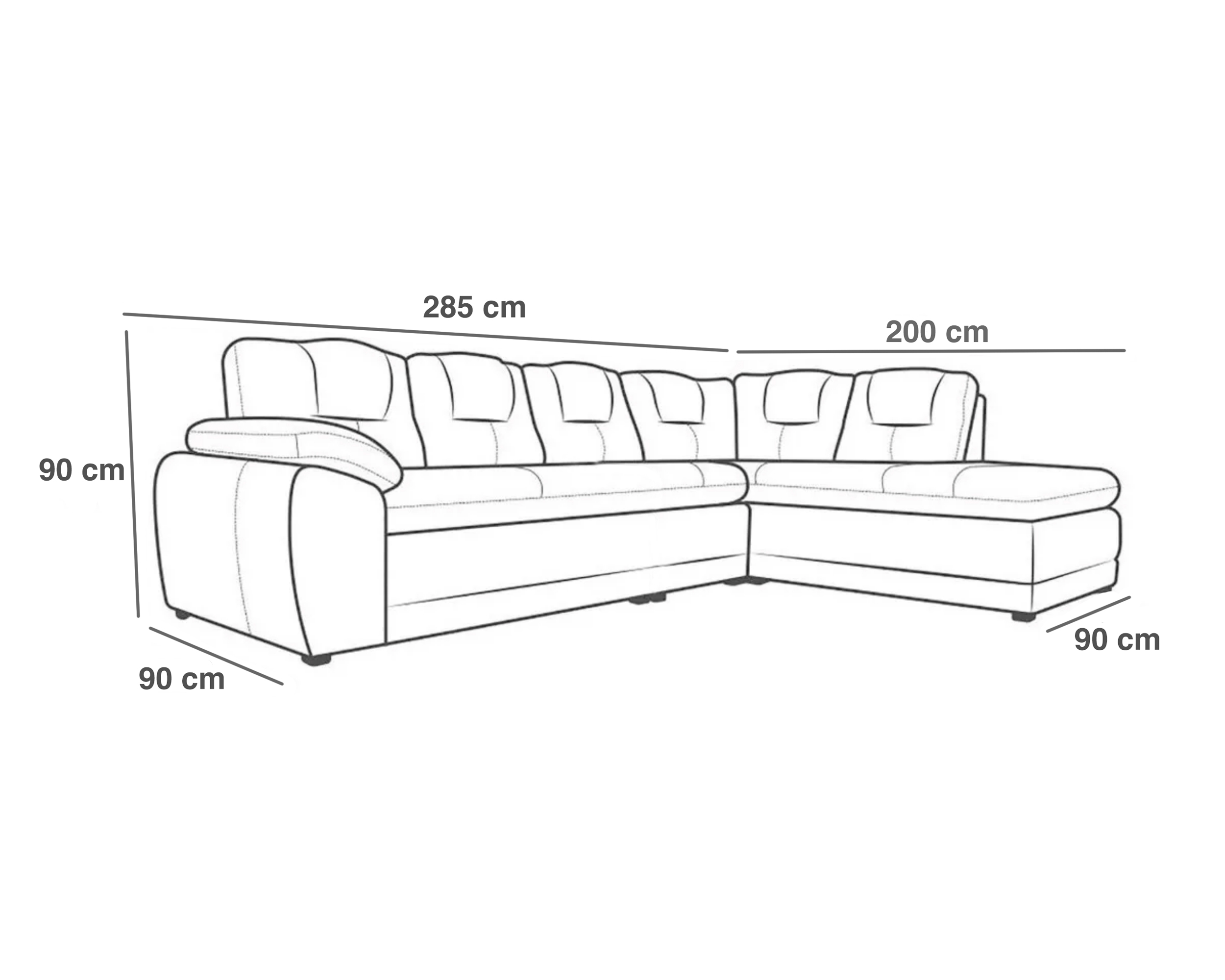 Sala de Piel Genuina Esquinera Derecha Sofa y Cheise Verona Color Gris Oxford - ConfortoPiel