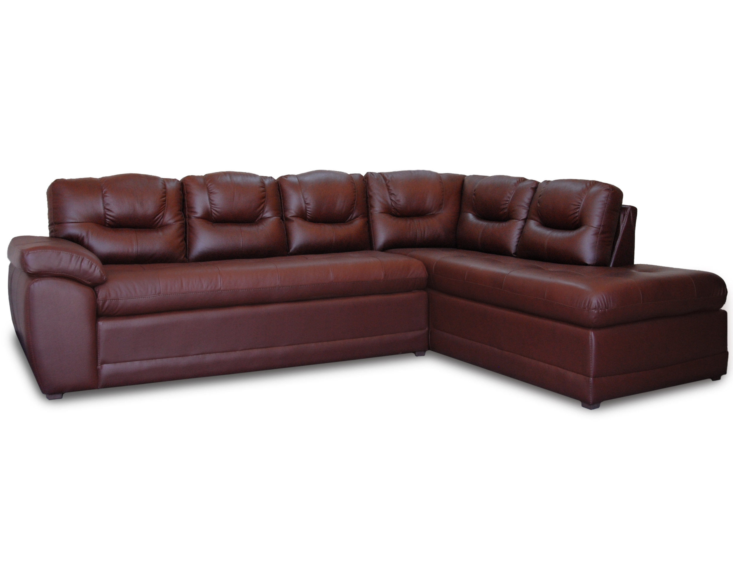 Sala de Piel Genuina Esquinera Derecha Sofa y Cheise Verona Color Tabaco - ConfortoPiel