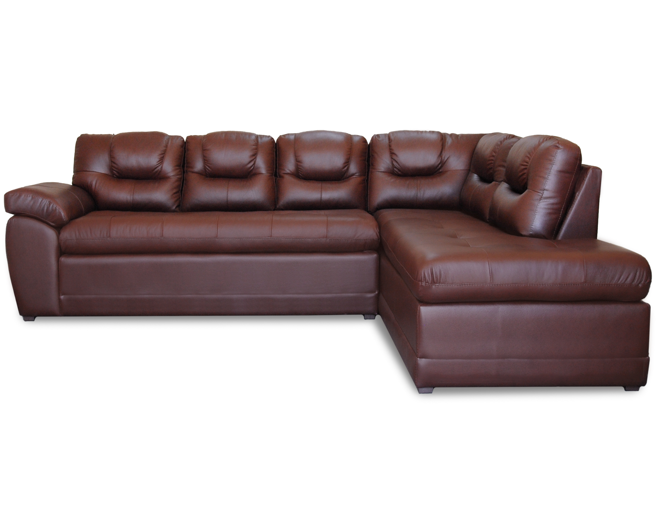 Sala de Piel Genuina Esquinera Derecha Sofa y Cheise Verona Color Tabaco - ConfortoPiel