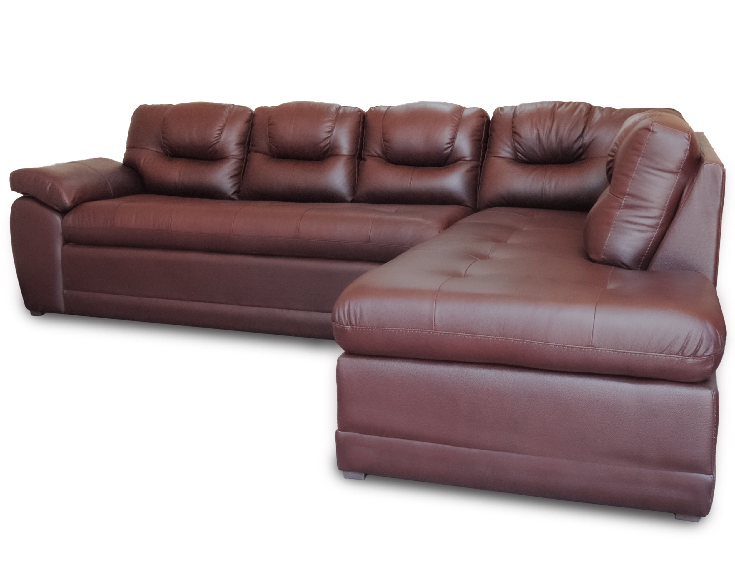 Sala de Piel Genuina Esquinera Derecha Sofa y Cheise Verona Color Tabaco - ConfortoPiel