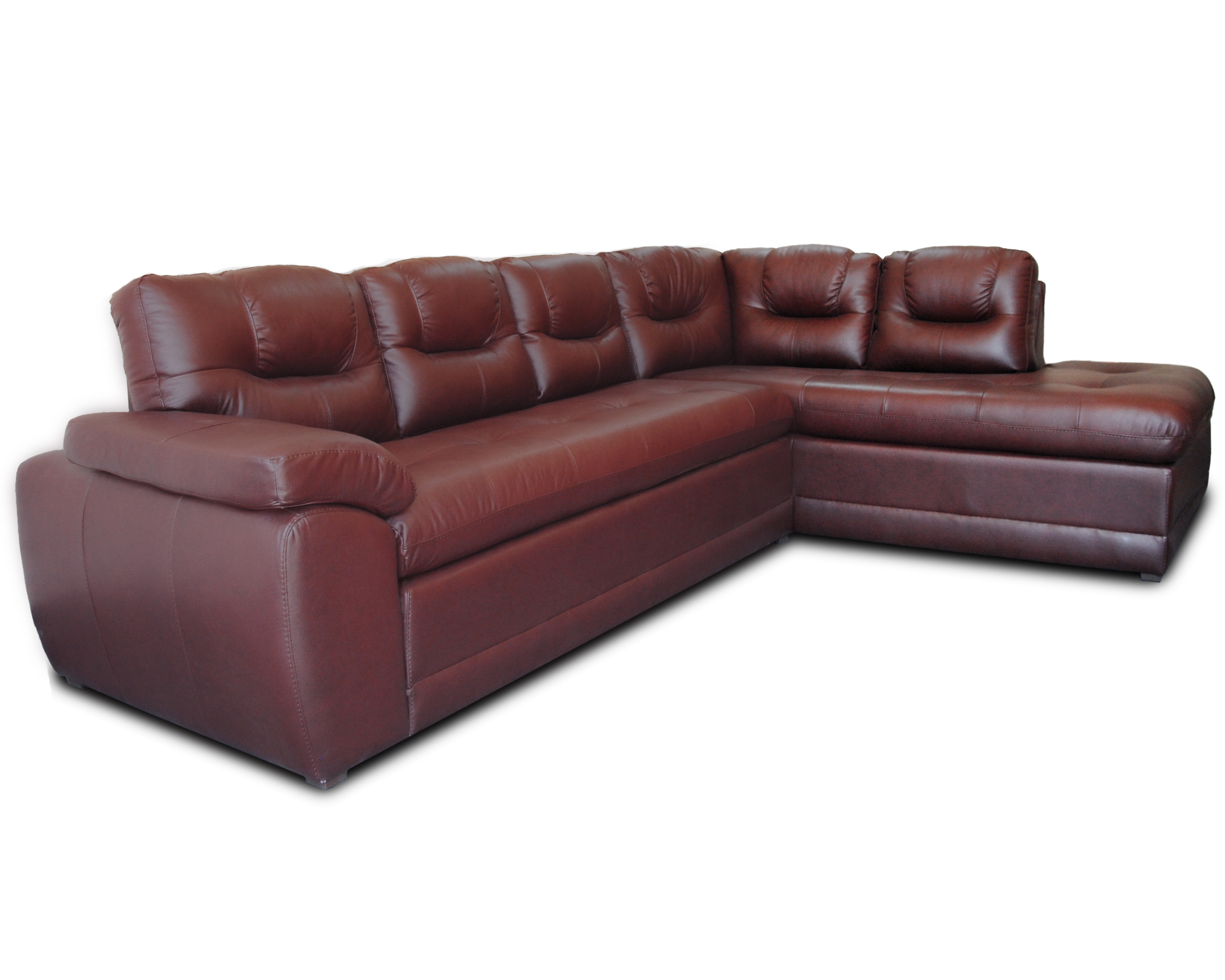 Sala de Piel Genuina Esquinera Derecha Sofa y Cheise Verona Color Tabaco - ConfortoPiel