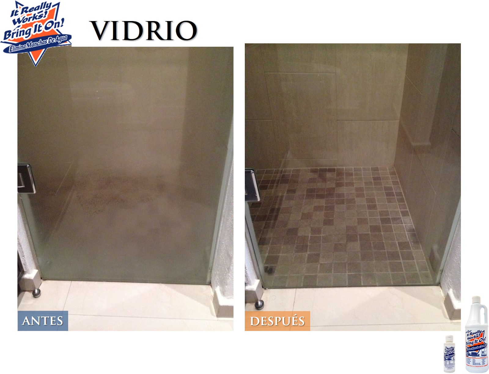 BRING IT ON CLEANER - Quita Gotas Limpia Vidrio Cromo Azulejo Aluminio Acero Sarro Óxido y Más 118ml (180 grs)