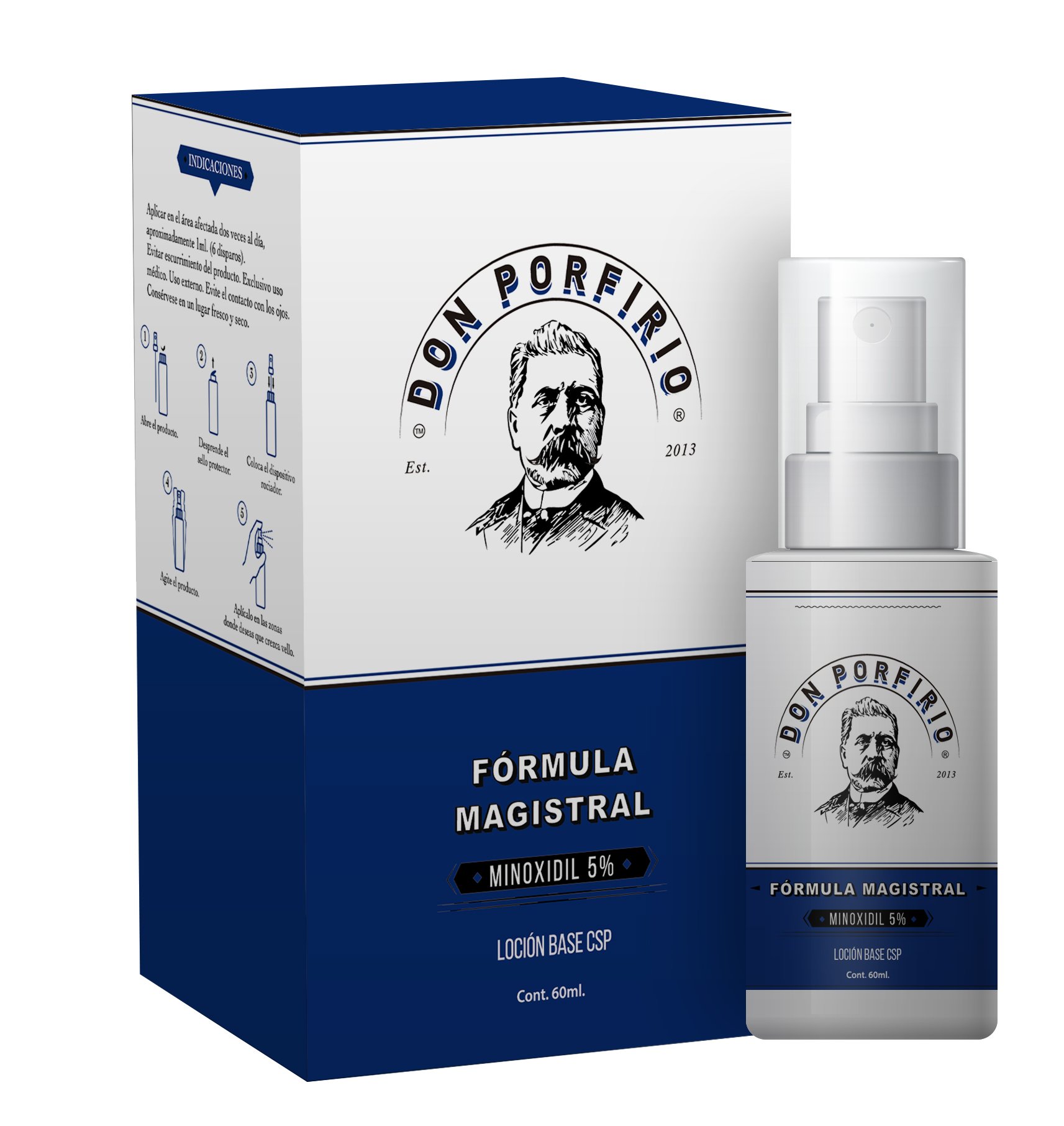 Loción Crecimiento Don Porfirio Barba Bigote 5% Minoxidil 60 ML