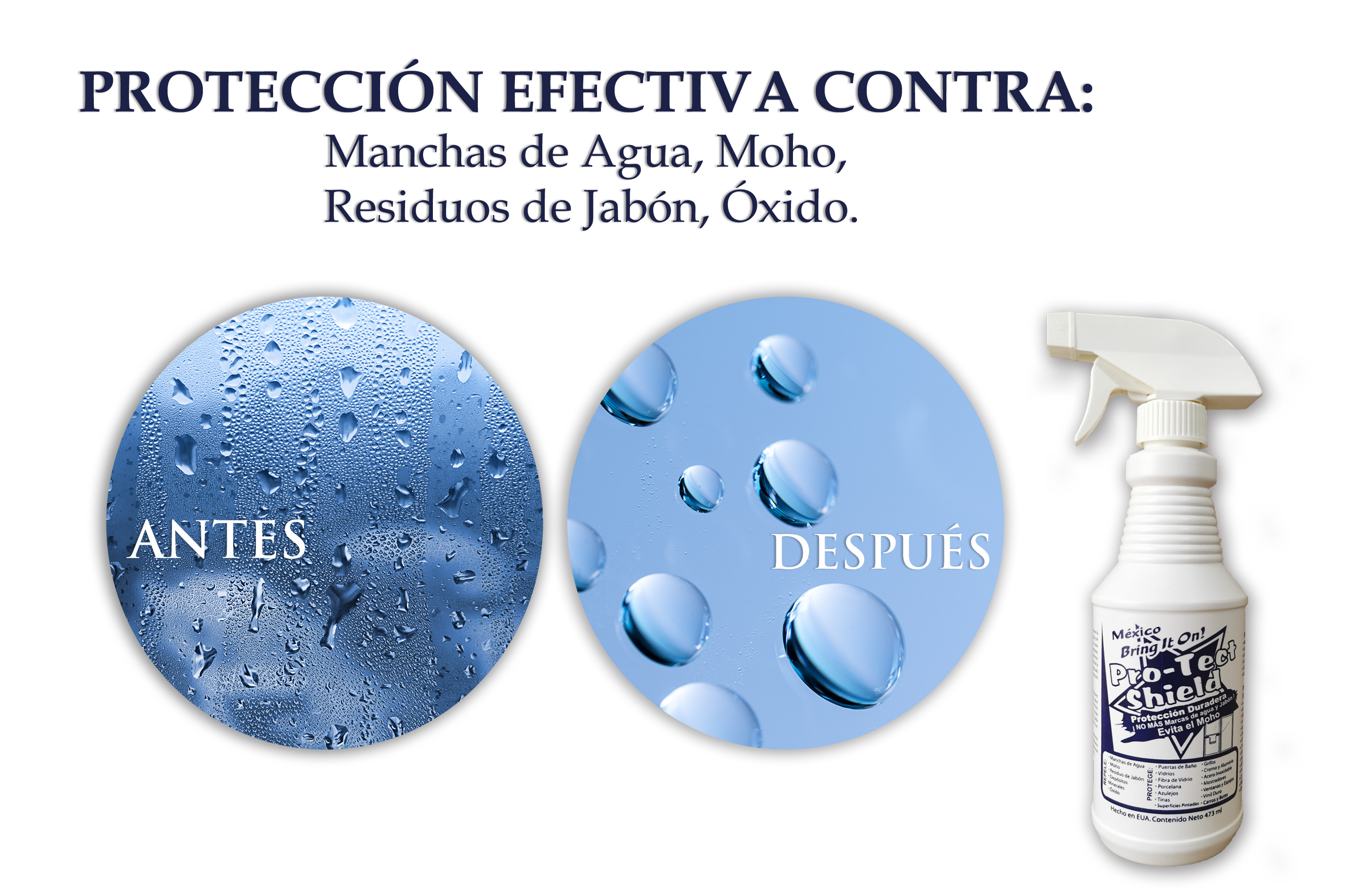 PROTECT SHIELD - Repelente de Agua Protector de Vidrio Cristal Azulejo Porcelana Cerámica y Más - 473ml