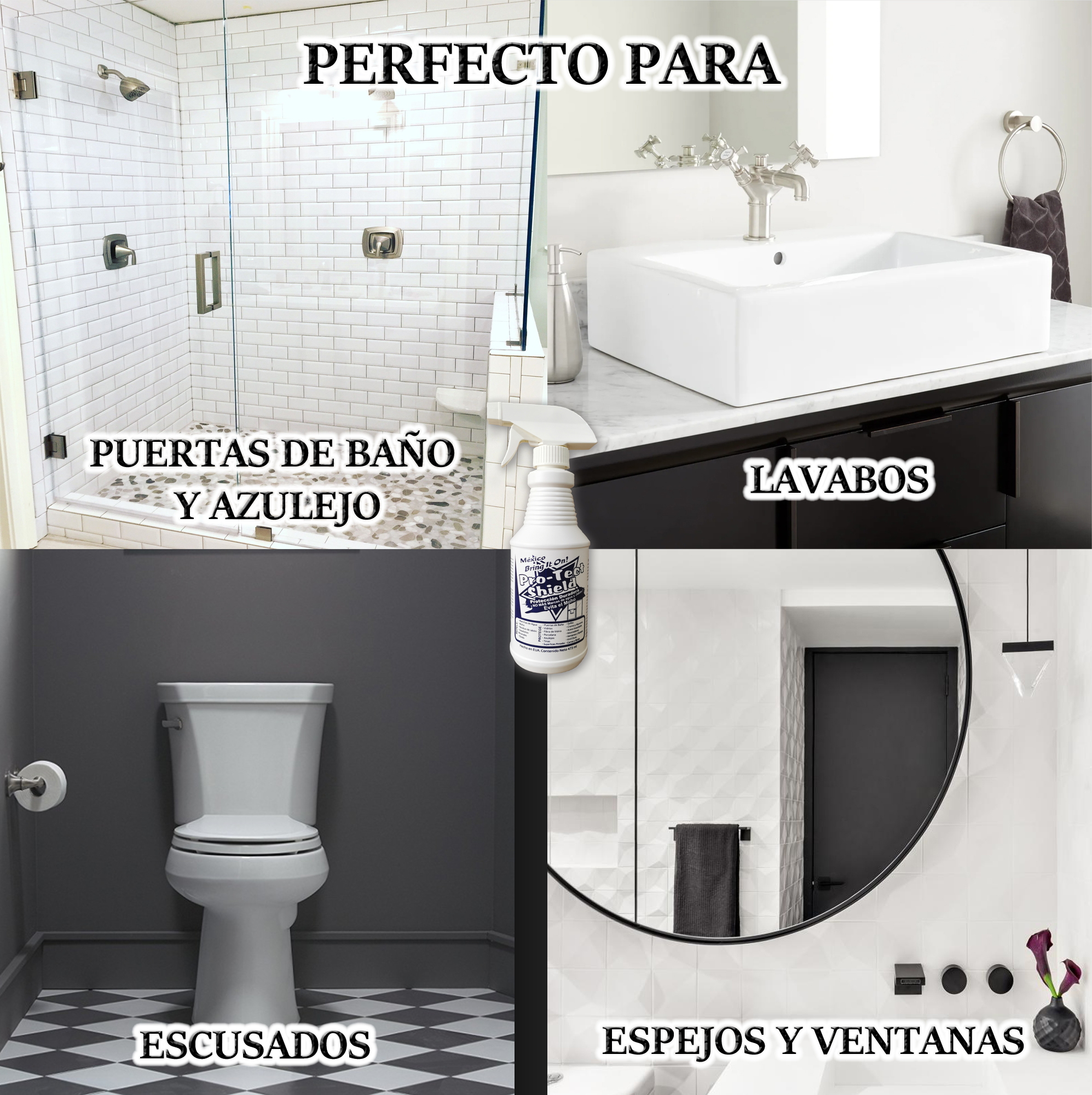 PROTECT SHIELD - Repelente de Agua Protector de Vidrio Cristal Azulejo Porcelana Cerámica y Más - 473ml