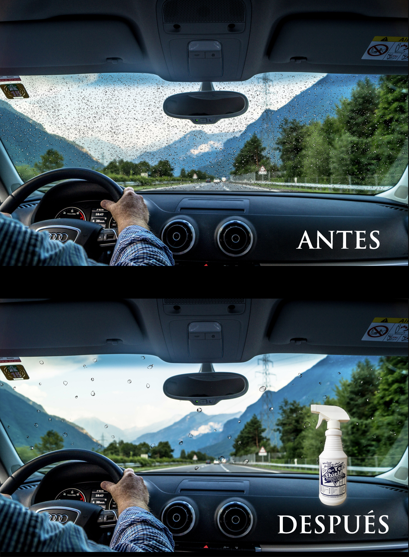 PROTECT SHIELD - Repelente de Agua Protector de Vidrio Cristal Azulejo Porcelana Cerámica y Más - 473ml