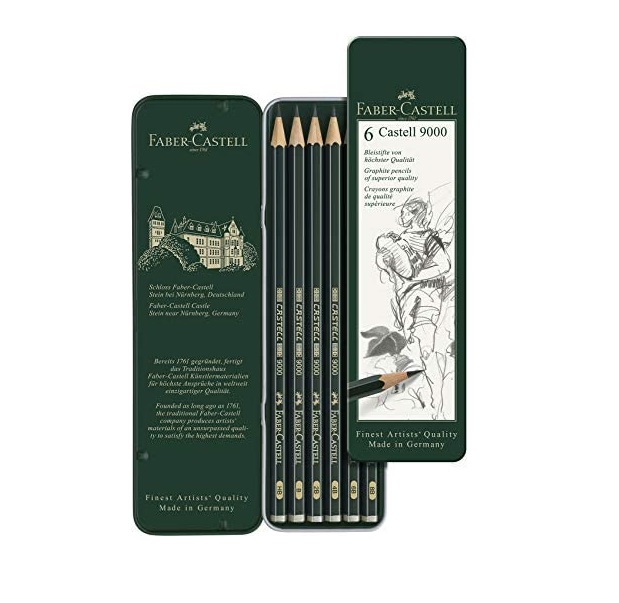 Set De 6 Lápices De Grafito Para Diseño 9000 Faber Castell