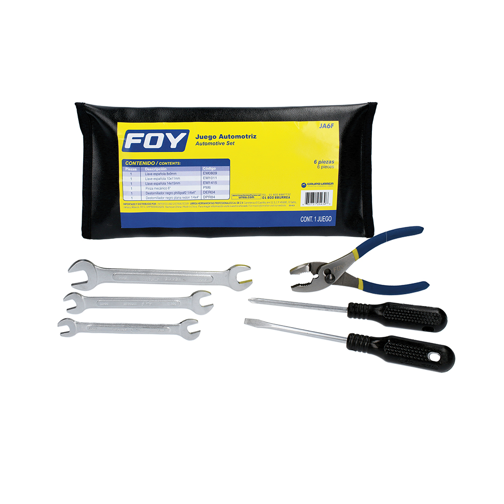 Juego Automotriz Herramienta Básica 6 Pzs Estuche Foy JA6F