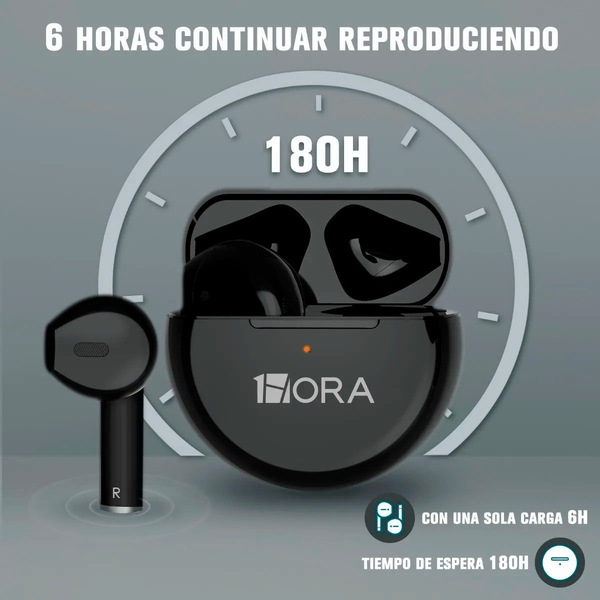 Audifonos Inalámbricos In-ear Manos Libres Aut119 1 Hora Con Bluetooth 5.0 Diseño Ergonómico Color Negro