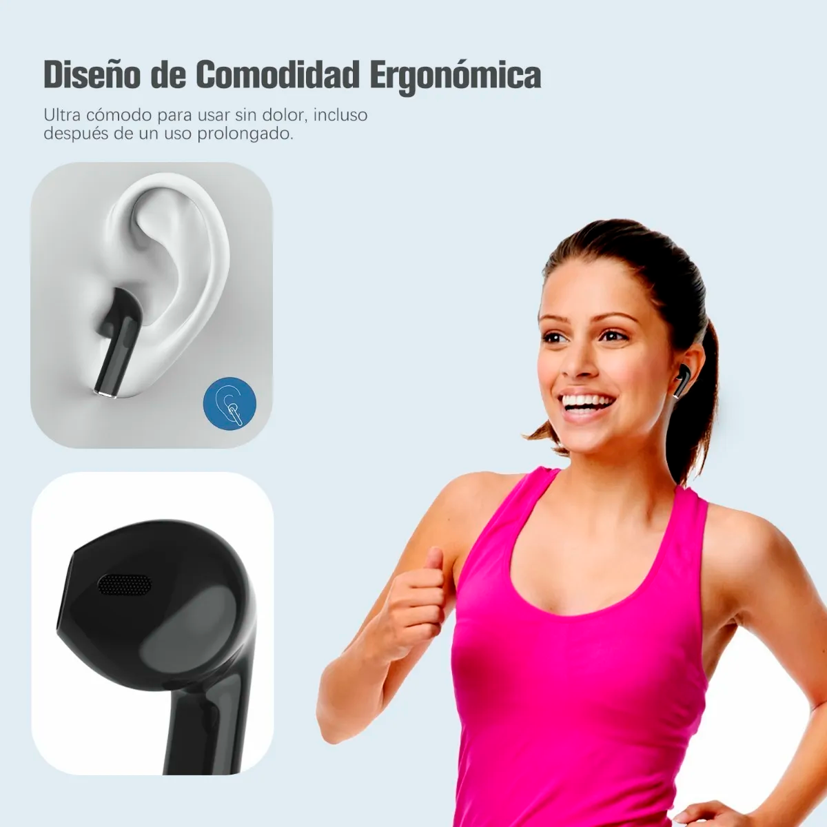 Audifonos Inalámbricos In-ear Manos Libres Aut119 1 Hora Con Bluetooth 5.0 Diseño Ergonómico Color Negro