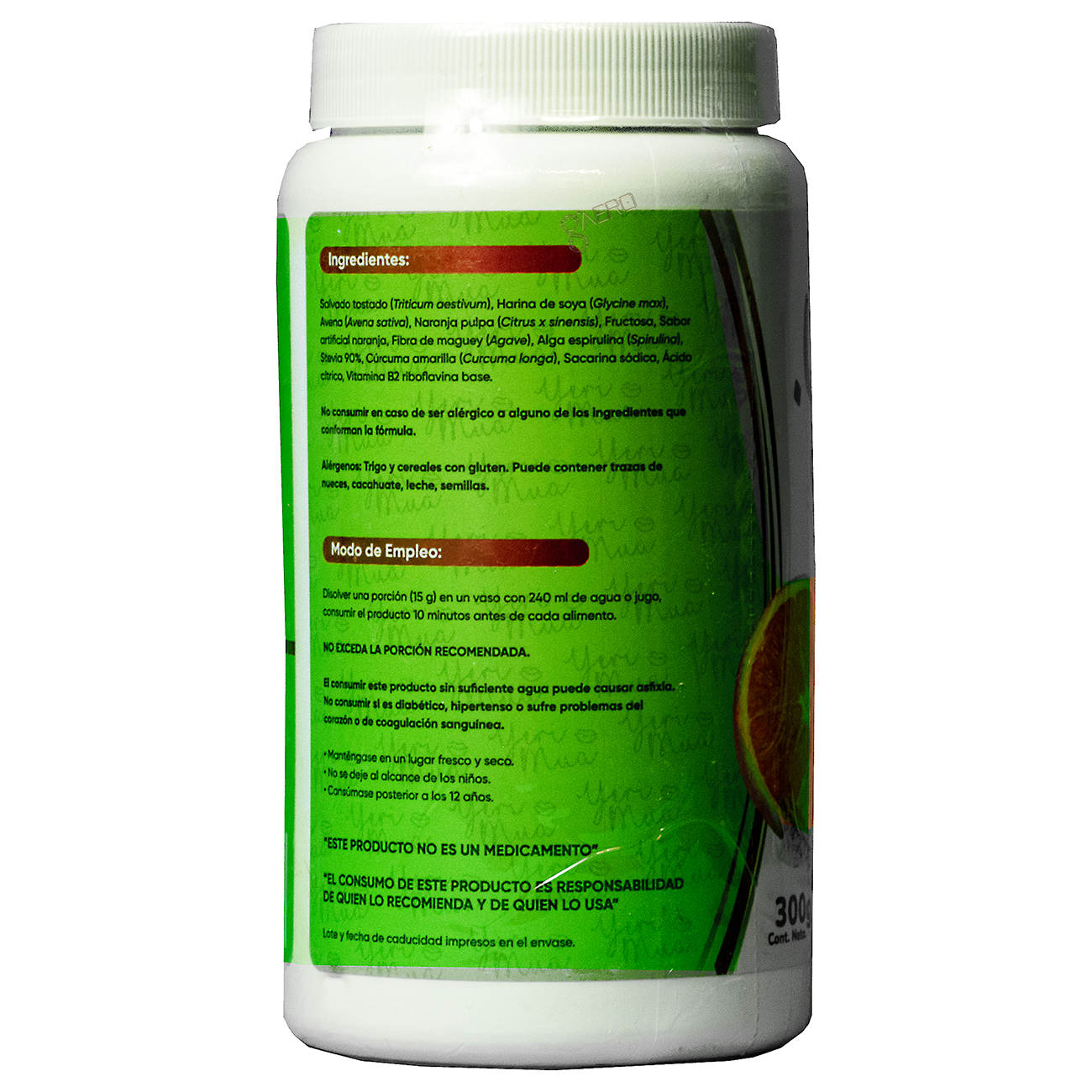 Yeri Fibra En Polvo Sabor Naranja 300 Grs Original